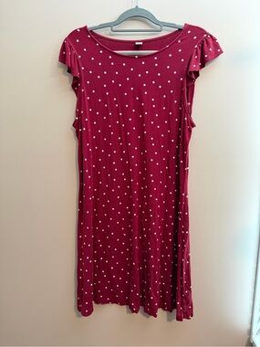 Old Navy Burgundy Polka Dot Flutter-Sleeve Dress